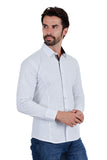 Barabas Wholesale Men's Solid Color Polka Dot Print Long Sleeve Shirts 3B358 White