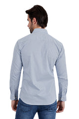Barabas Wholesale Men's Printed Floral Semi-Stretch Long Sleeve Shirts 3B361 Blue