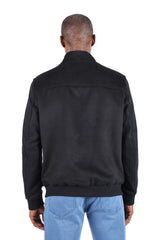 Barabas Men's Suede Warm Comfortable Varsity Jacket 3BH84 Black