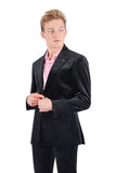 Barabas Wholesale Men's Velvet Shiny Finish Peak Lapel Blazer 3BL04 Black