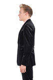 Barabas Wholesale Men's Velvet Shiny Finish Peak Lapel Blazer 3BL04 Black