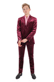 Barabas Wholesale Men's Velvet Shiny Finish Peak Lapel Blazer 3BL04 Burgundy