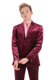 Barabas Wholesale Men's Velvet Shiny Finish Peak Lapel Blazer 3BL04 Burgundy