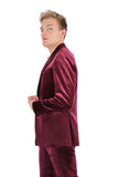 Barabas Wholesale Men's Velvet Shiny Finish Peak Lapel Blazer 3BL04 Burgundy