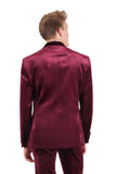 Barabas Wholesale Men's Velvet Shiny Finish Peak Lapel Blazer 3BL04 Burgundy