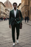 Barabas Wholesale Men's Velvet Shiny Finish Peak Lapel Blazer 3BL04 Green 