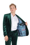 Barabas Wholesale Men's Velvet Shiny Finish Peak Lapel Blazer 3BL04 Green