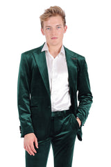 Barabas Wholesale Men's Velvet Shiny Finish Peak Lapel Blazer 3BL04 Green
