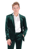Barabas Wholesale Men's Velvet Shiny Finish Peak Lapel Blazer 3BL04 Green