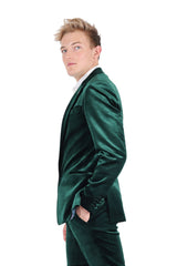 Barabas Wholesale Men's Velvet Shiny Finish Peak Lapel Blazer 3BL04 Green