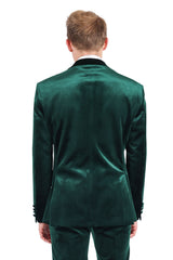 Barabas Wholesale Men's Velvet Shiny Finish Peak Lapel Blazer 3BL04 Green