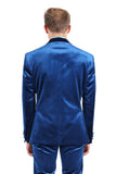 Barabas Wholesale Men's Velvet Shiny Finish Peak Lapel Blazer 3BL04 Blue