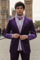 Barabas Wholesale Men's Velvet Shiny Finish Peak Lapel Blazer 3BL04 Purple