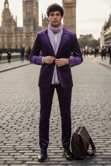 Barabas Wholesale Men's Velvet Shiny Finish Peak Lapel Blazer 3BL04 Purple