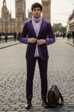 Barabas Wholesale Men's Velvet Shiny Finish Peak Lapel Blazer 3BL04 Purple
