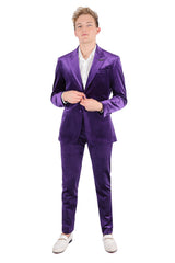 Barabas Wholesale Men's Velvet Shiny Finish Peak Lapel Blazer 3BL04 Purple