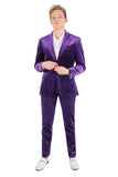 Barabas Wholesale Men's Velvet Shiny Finish Peak Lapel Blazer 3BL04 Purple
