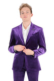 Barabas Wholesale Men's Velvet Shiny Finish Peak Lapel Blazer 3BL04 Purple