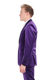 Barabas Wholesale Men's Velvet Shiny Finish Peak Lapel Blazer 3BL04 Purple