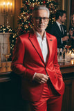 Barabas Wholesale Men's Velvet Shiny Finish Peak Lapel Blazer 3BL04 Red