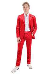 Barabas Wholesale Men's Velvet Shiny Finish Peak Lapel Blazer 3BL04 Red