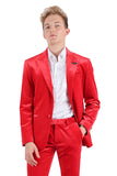 Barabas Wholesale Men's Velvet Shiny Finish Peak Lapel Blazer 3BL04 Red