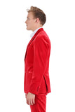 Barabas Wholesale Men's Velvet Shiny Finish Peak Lapel Blazer 3BL04 Red