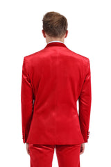 Barabas Wholesale Men's Velvet Shiny Finish Peak Lapel Blazer 3BL04 Red
