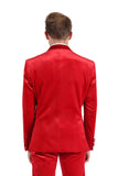 Barabas Wholesale Men's Velvet Shiny Finish Peak Lapel Blazer 3BL04 Red