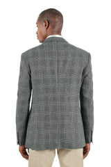 Barabas Wholesale Men's Peak Lapel Checkered Plaid Blazer Sport Coat 3BL10 Silver