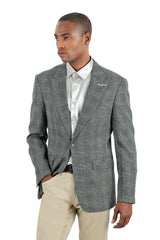 Barabas Wholesale Men's Peak Lapel Checkered Plaid Blazer Sport Coat 3BL10 Silver