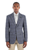 Barabas Wholesale Men's Wool Tweed Geometric Peak Lapel Blazer 3BL11 Blue