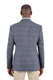 Barabas Wholesale Men's Wool Tweed Geometric Peak Lapel Blazer 3BL11 Blue