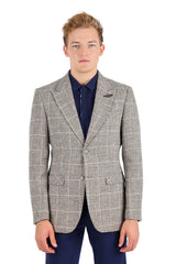 Barabas Wholesale Men's Wool Tweed Geometric Peak Lapel Blazer 3BL11 Camel
