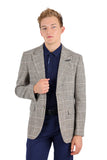Barabas Wholesale Men's Wool Tweed Geometric Peak Lapel Blazer 3BL11 Camel