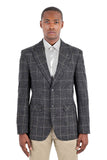 Barabas Wholesale Men's Wool Tweed Geometric Peak Lapel Blazer 3BL11 Grey