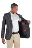 Barabas Wholesale Men's Wool Tweed Geometric Peak Lapel Blazer 3BL11 Grey
