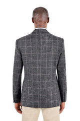 Barabas Wholesale Men's Wool Tweed Geometric Peak Lapel Blazer 3BL11 Grey