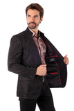 Barabas Wholesale Men's Geometric Studded Henley Lapel Blazer 3BLR14 Black