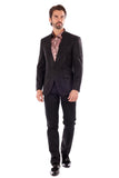 Barabas Wholesale Men's Geometric Studded Henley Lapel Blazer 3BLR14 Black