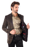 Barabas Wholesale Men's Geometric Studded Henley Lapel Blazer 3BLR14 Black Gold