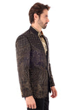 Barabas Wholesale Men's Geometric Studded Henley Lapel Blazer 3BLR14 Black Gold