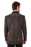 Barabas Wholesale Men's Geometric Studded Henley Lapel Blazer 3BLR14 Black Gold