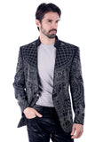 Barabas Wholesale Men's Geometric Studded Henley Lapel Blazer 3BLR14 Silver