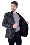 Barabas Wholesale Men's Geometric Studded Henley Lapel Blazer 3BLR14 Silver