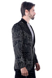 Barabas Wholesale Men's Geometric Studded Henley Lapel Blazer 3BLR14 Silver