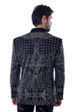 Barabas Wholesale Men's Geometric Studded Henley Lapel Blazer 3BLR14 Black