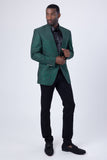 Barabas Men's Geometric Studded Henley Lapel Blazer 3BLR14 Green