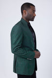 Barabas Wholesale Men's Geometric Studded Henley Lapel Blazer 3BLR14 Hunter Green