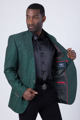 Barabas Wholesale Men's Geometric Studded Henley Lapel Blazer 3BLR14 Green